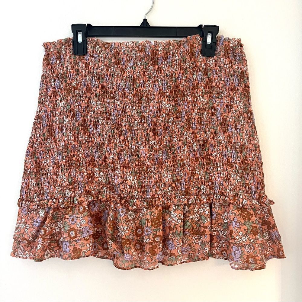 Veronica Beard MELODIE FLORAL-PRINT SMOCKED SKIRT IN CORAL Size 12 NWT - Picture 3 of 11